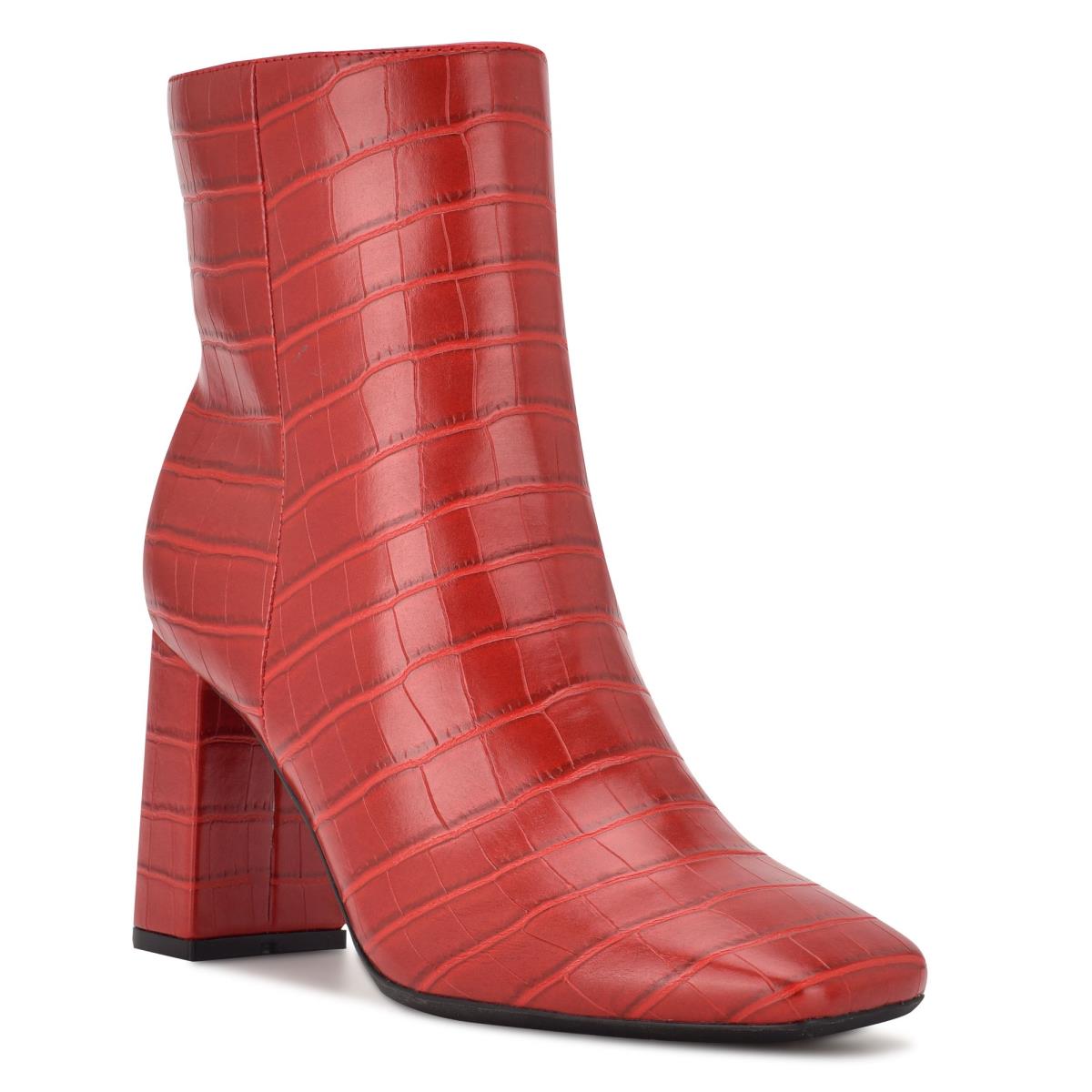 Red Women's Nine West Sardo 9x9 Heeled Booties | CERH90865