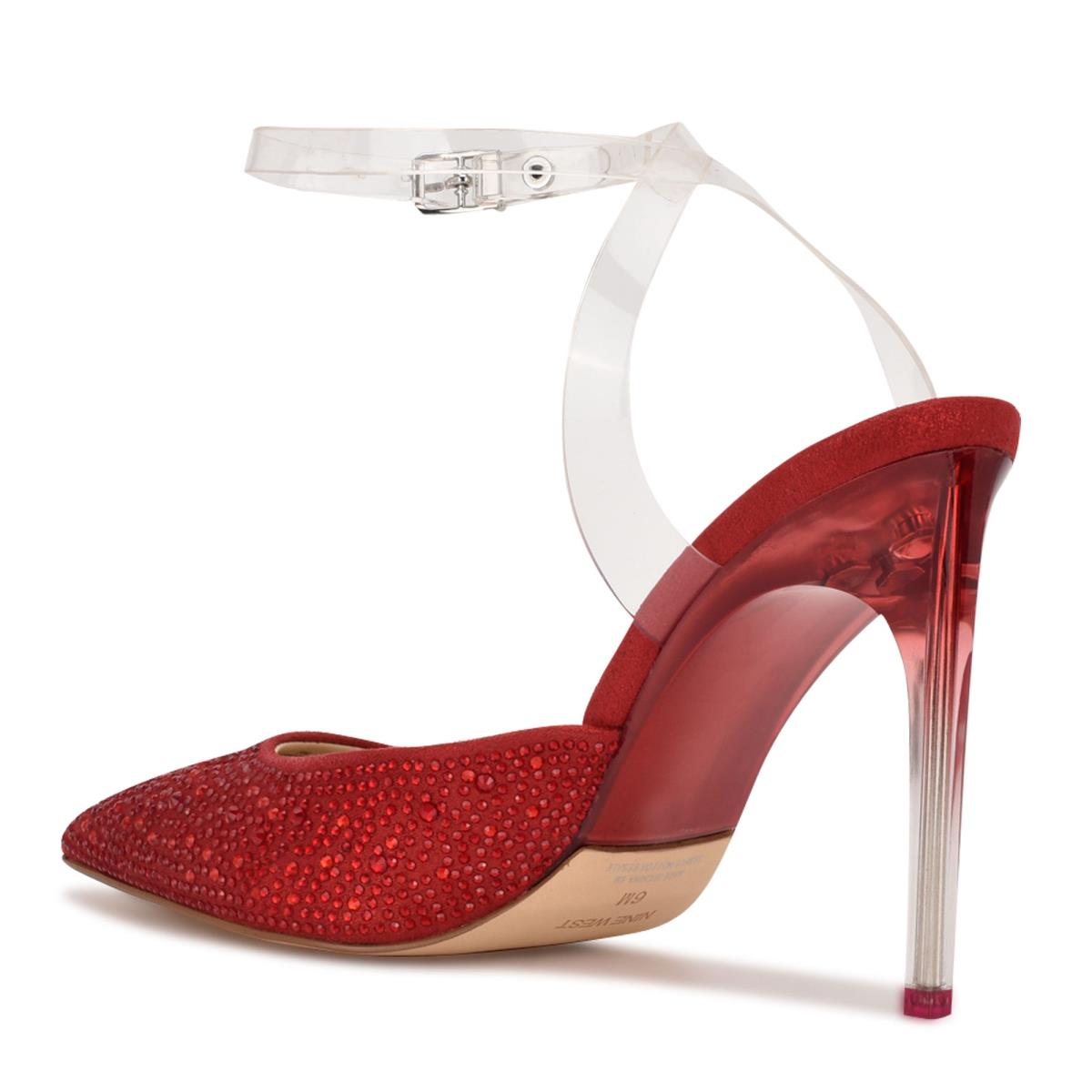 Red Women's Nine West Sparkel Ankle Strap Pumps | FMQC92564