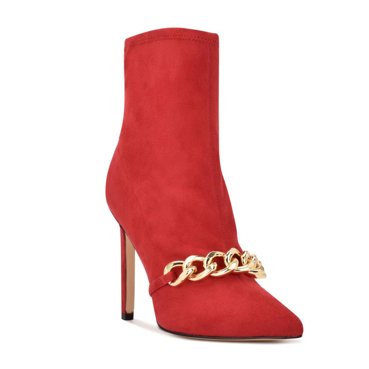 Red Women's Nine West Timbaa Dress Bootie Booties | IBRP87104