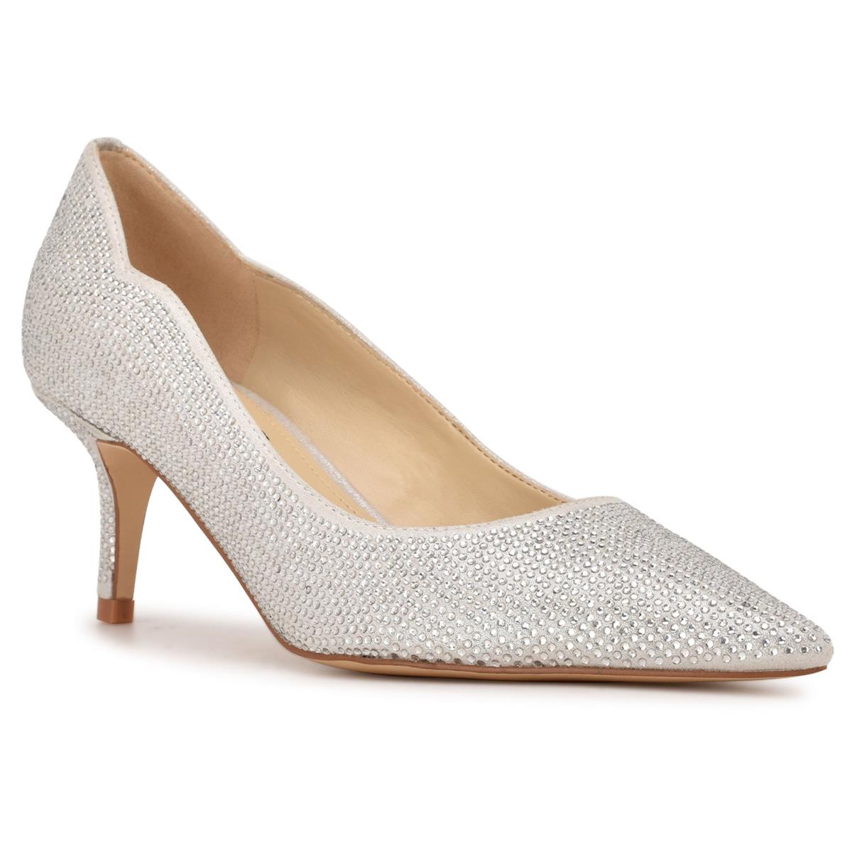 Silver Women's Nine West Abaline Rhinestone Pointy Toe Pumps | QXIO95067