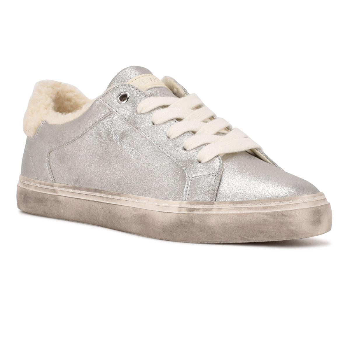 Silver Women's Nine West Bribe Casual Sneakers | JYVQ64307