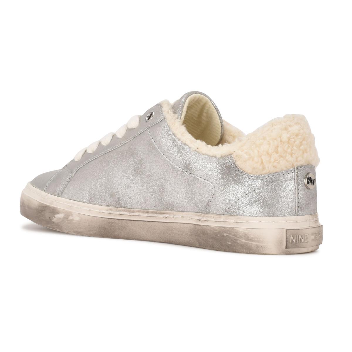 Silver Women's Nine West Bribe Casual Sneakers | JYVQ64307