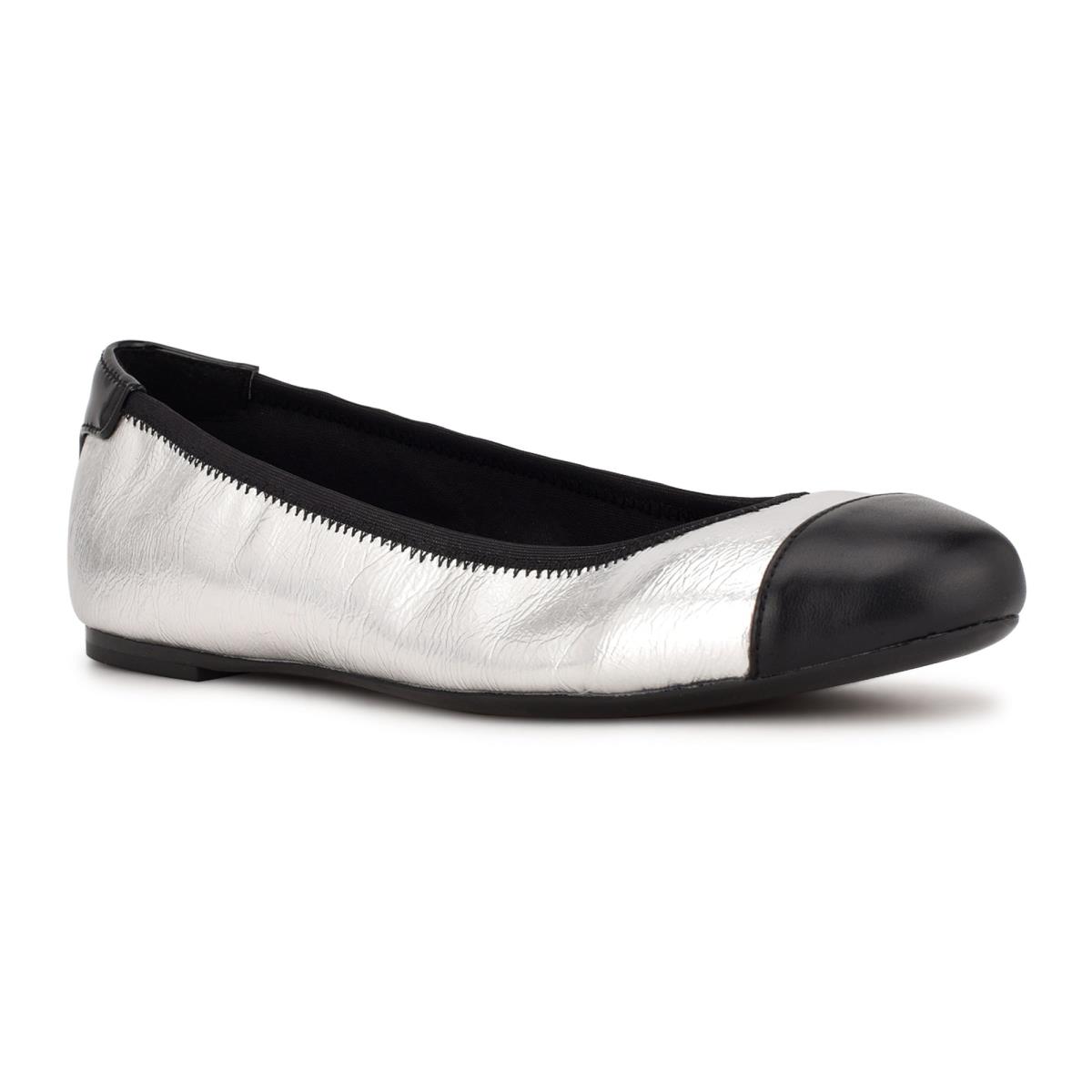 Silver Women's Nine West Capted Ballet Ballet Flats | FOWP69450