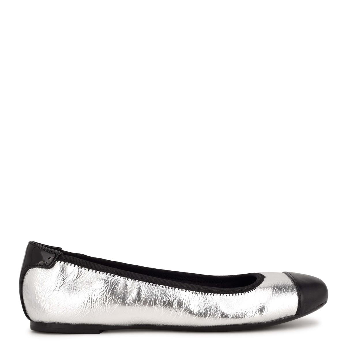 Silver Women\'s Nine West Capted Ballet Ballet Flats | FOWP69450