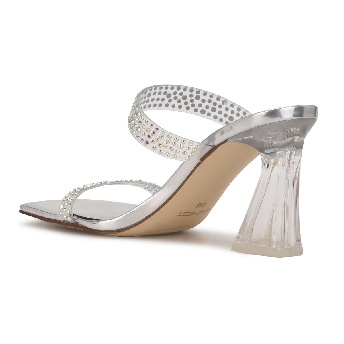 Silver Women's Nine West Darla Heeled Slide Sandals | NDAB20958