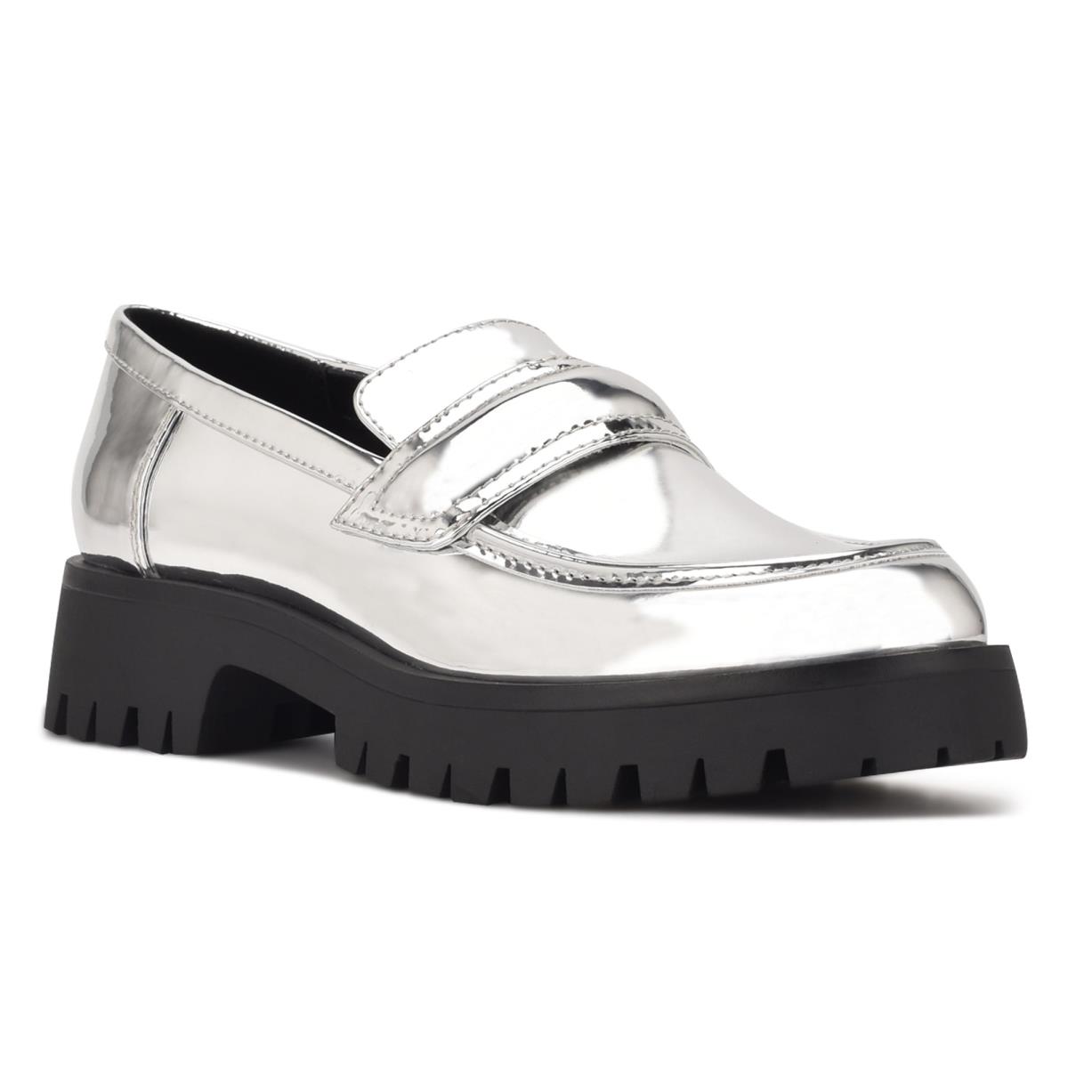 Silver Women's Nine West Garren Lug Sole Loafers | GRBI24537