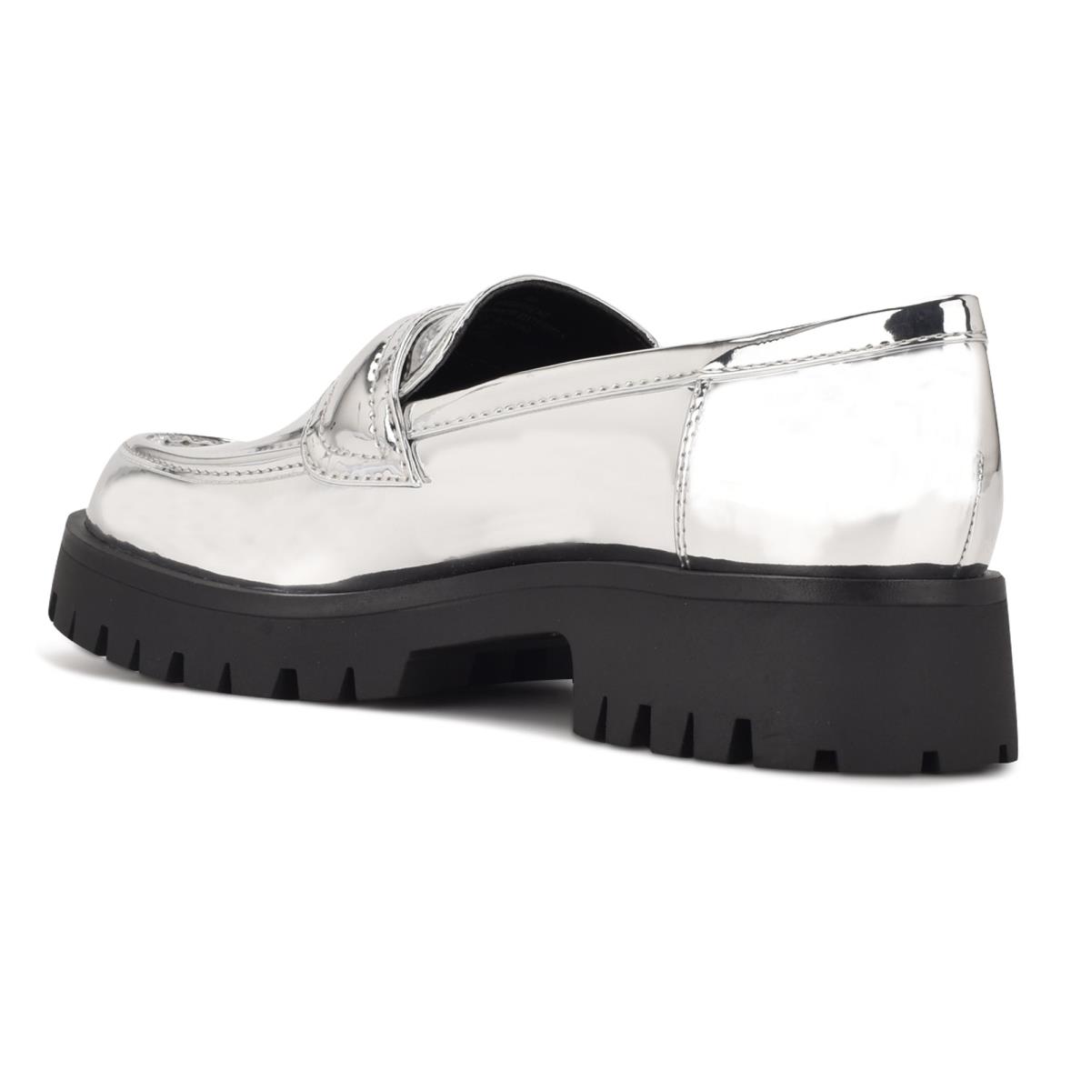 Silver Women's Nine West Garren Lug Sole Loafers | GRBI24537