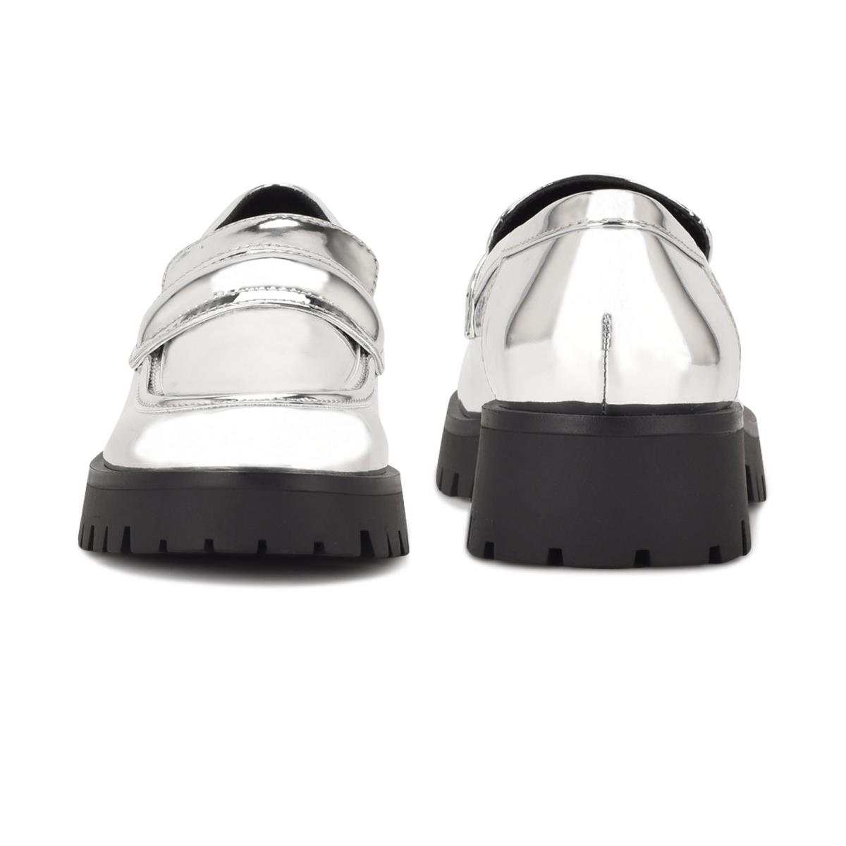 Silver Women's Nine West Garren Lug Sole Loafers | GRBI24537