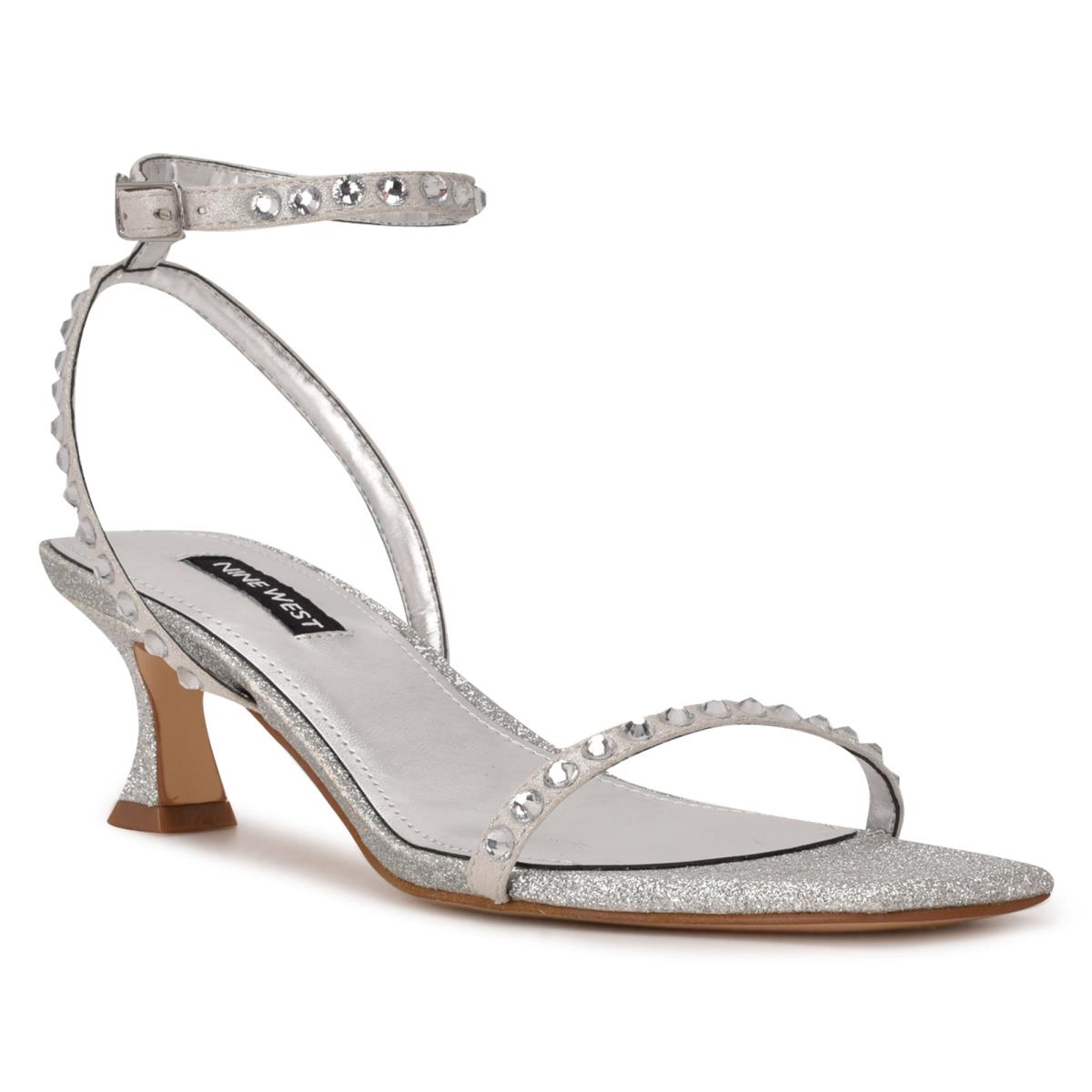 Silver Women's Nine West Giena Ankle Strap Dress Sandals | OGIP16208