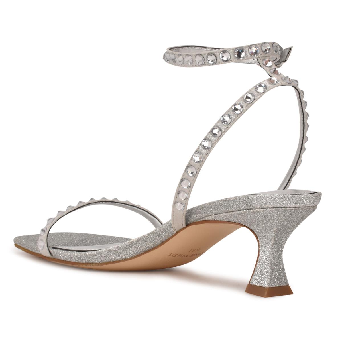 Silver Women's Nine West Giena Ankle Strap Dress Sandals | OGIP16208