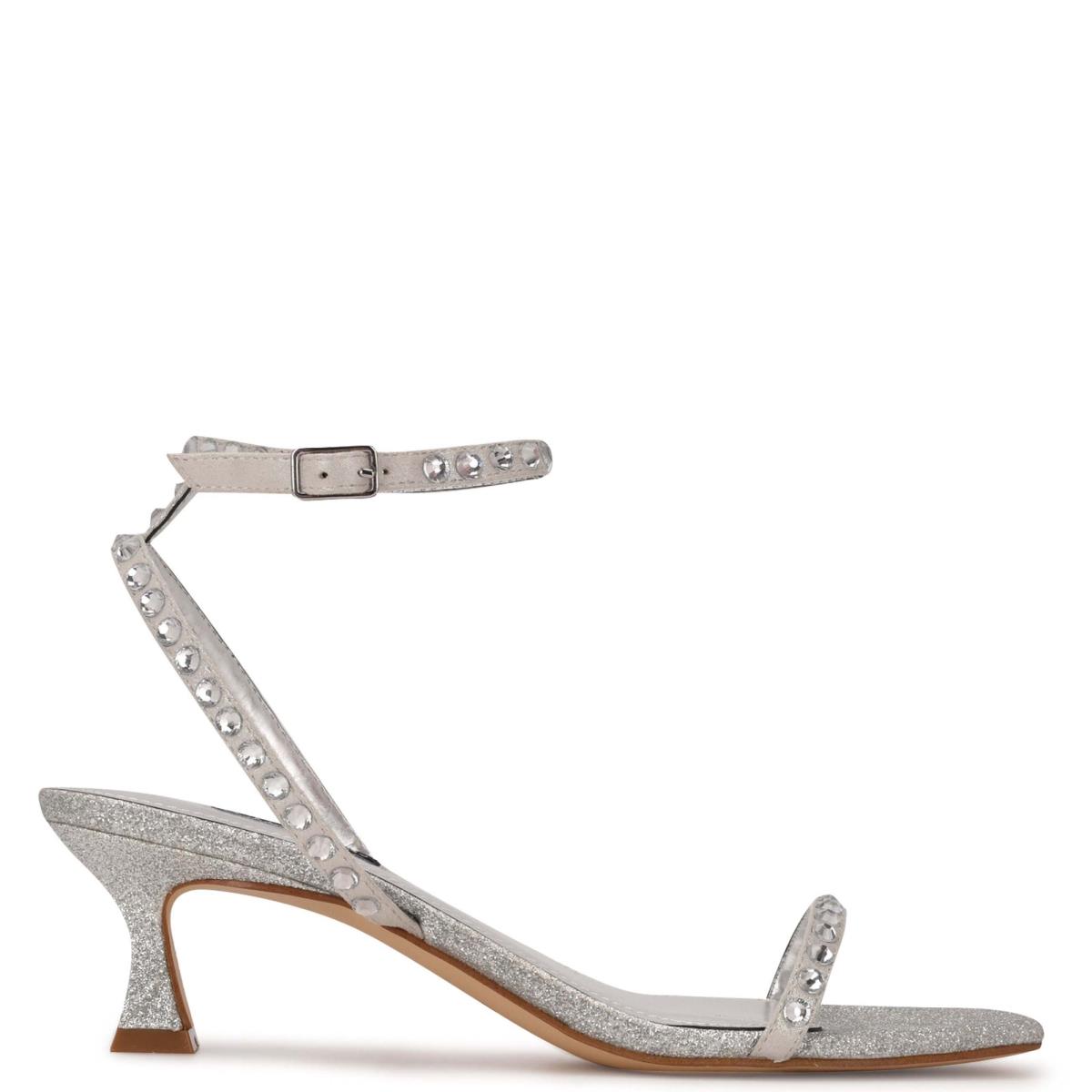 Silver Women\'s Nine West Giena Ankle Strap Dress Sandals | OGIP16208