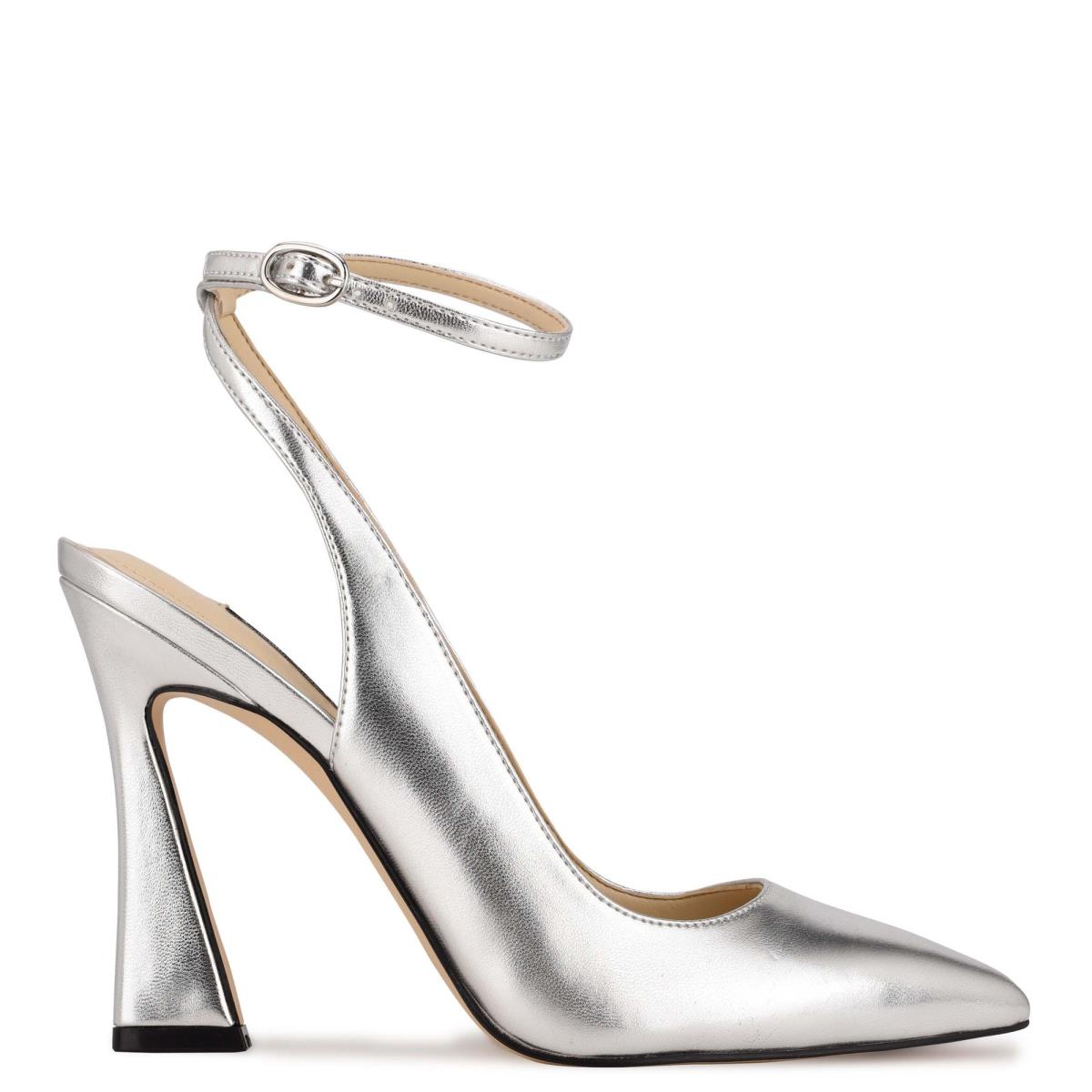 Silver Women\'s Nine West Tabita Ankle Strap Dress Pumps | EFWX23680