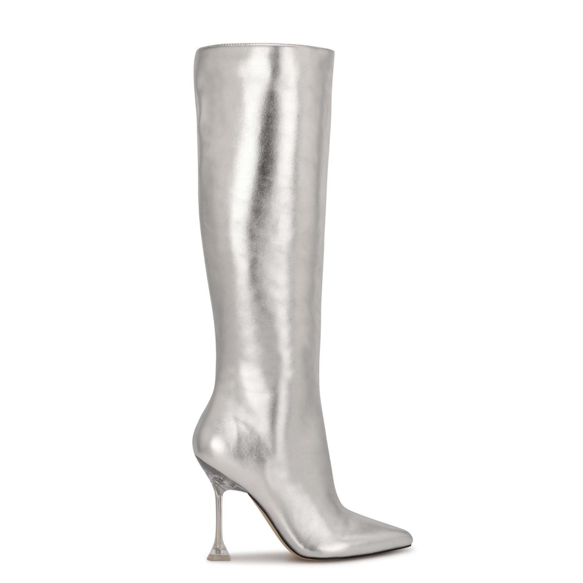 Silver Women\'s Nine West Talya Dress Boots | IEKA63849