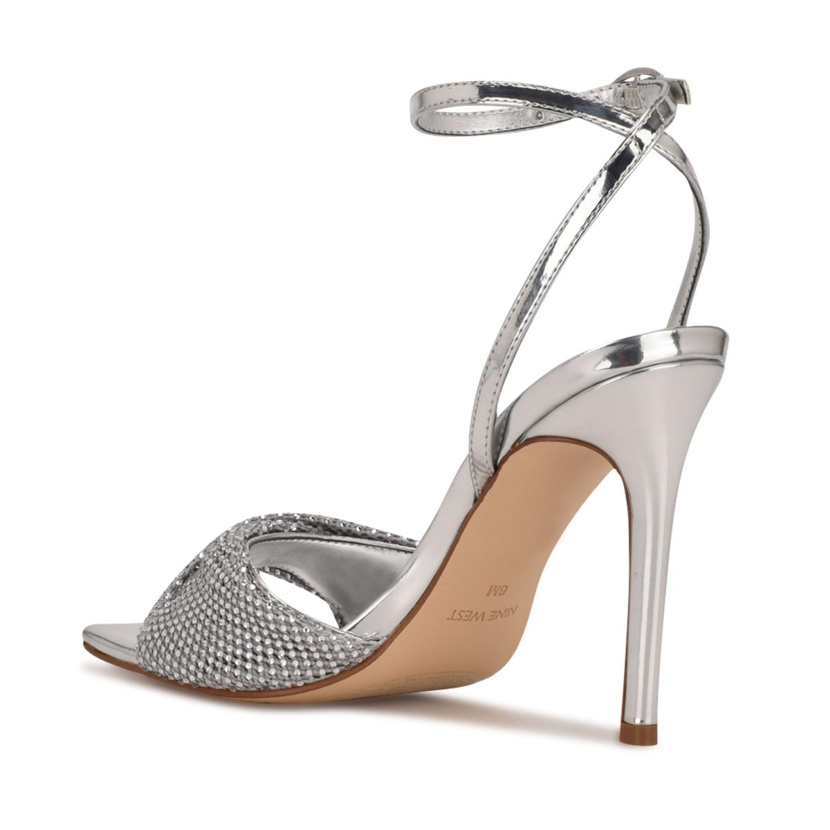 Silver Women's Nine West Twinkle Heeled Dress Sandals | KPQW04761