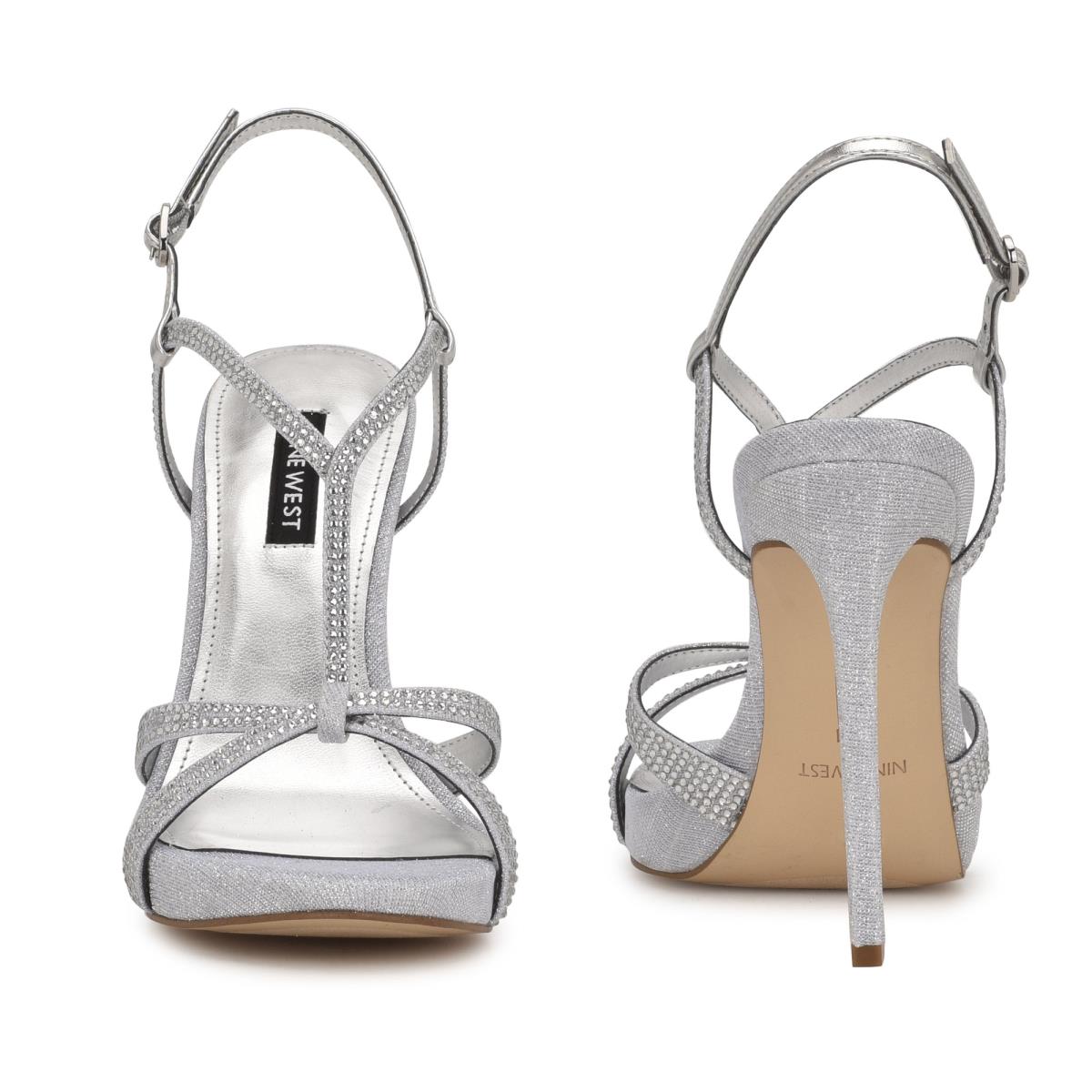 Silver Women's Nine West Ulliy Heeled Dress Sandals | IAPM56241