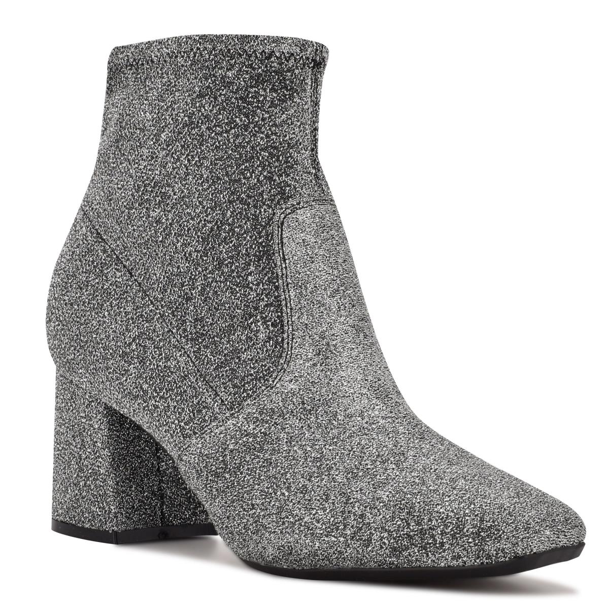 Silver Women's Nine West Viper 9x9 Heeled Booties | EDGU34652