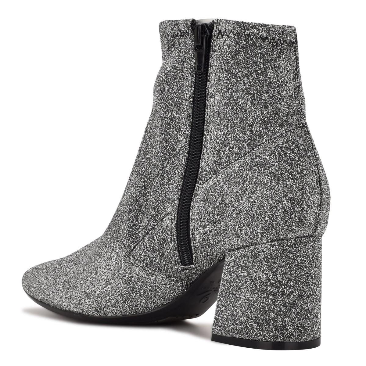 Silver Women's Nine West Viper 9x9 Heeled Booties | EDGU34652