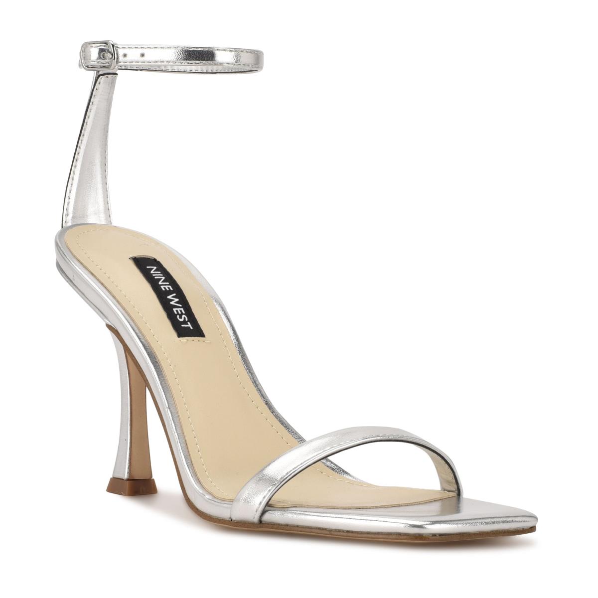 Silver Women's Nine West Yess Ankle Strap Sandals | PJXR91205