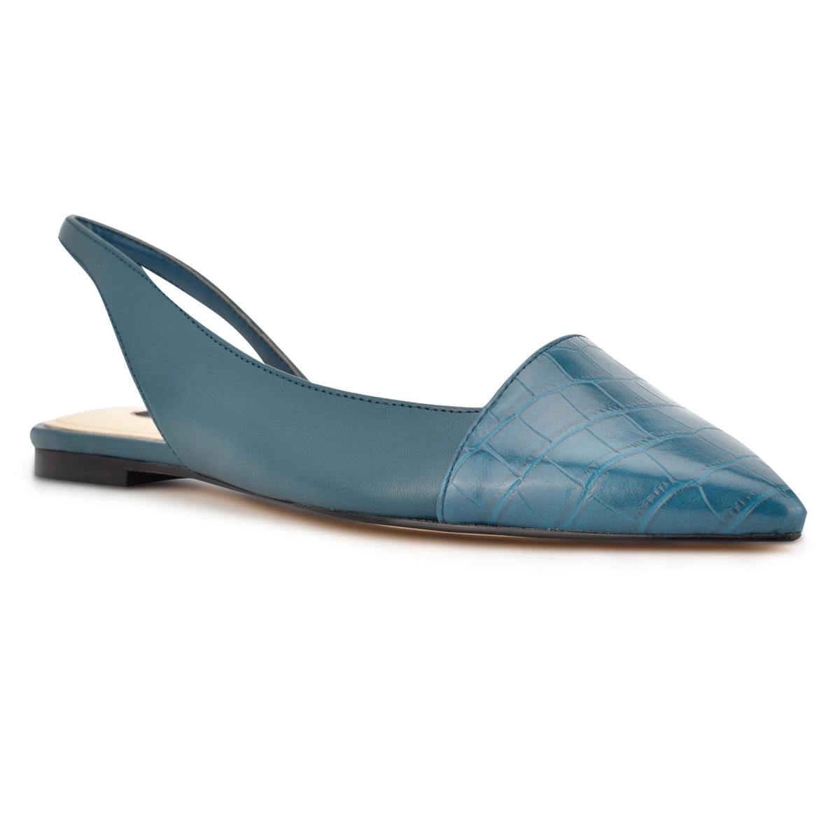 Turquoise / Turquoise Women's Nine West Beads Slingback Pointy Toe Flats | QFVJ31026