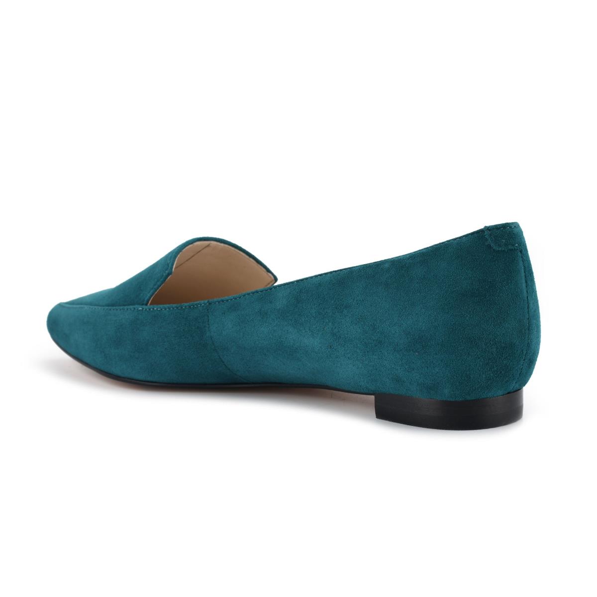 Turquoise Women's Nine West Abay Smoking Flats | QPGU15237