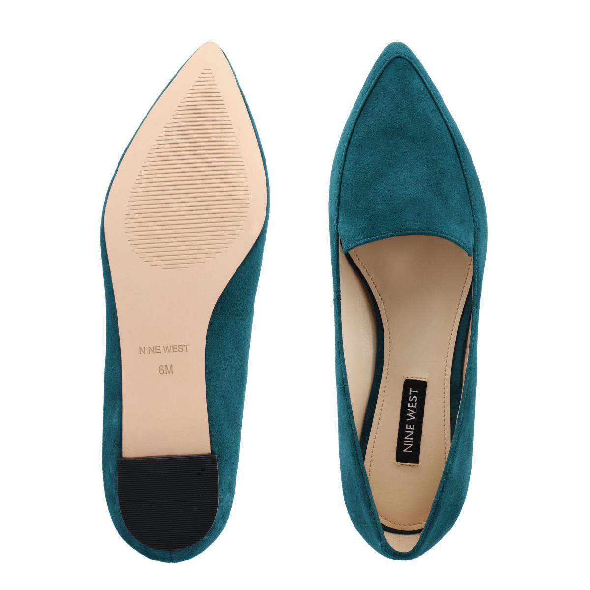 Turquoise Women's Nine West Abay Smoking Flats | QPGU15237