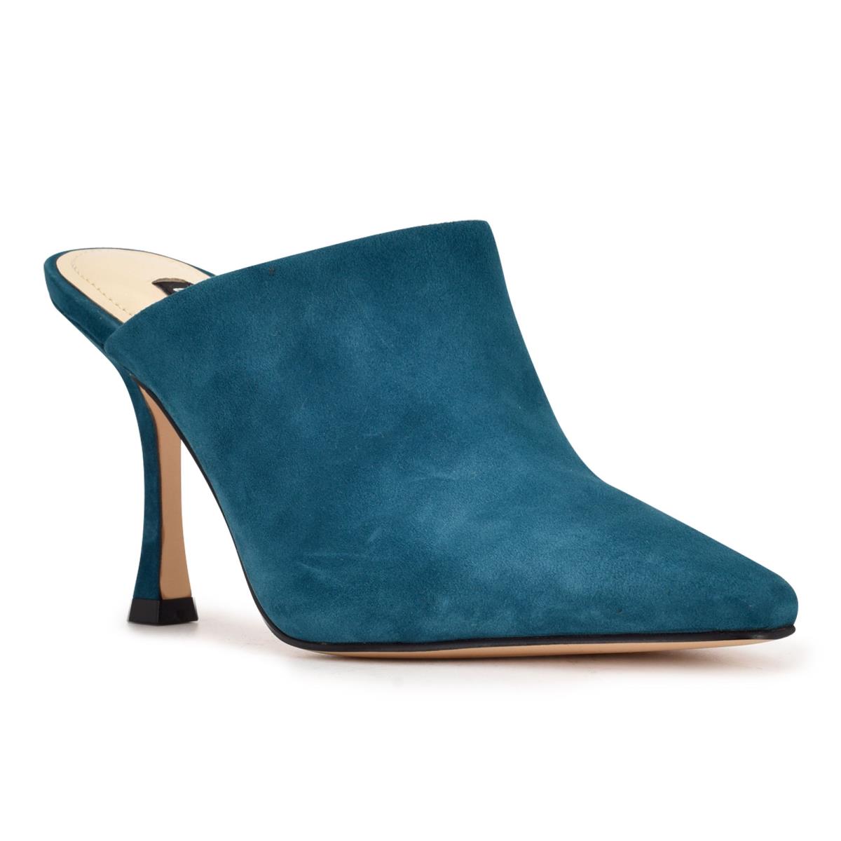 Turquoise Women's Nine West Ciao Heel Mules | BLEC35986