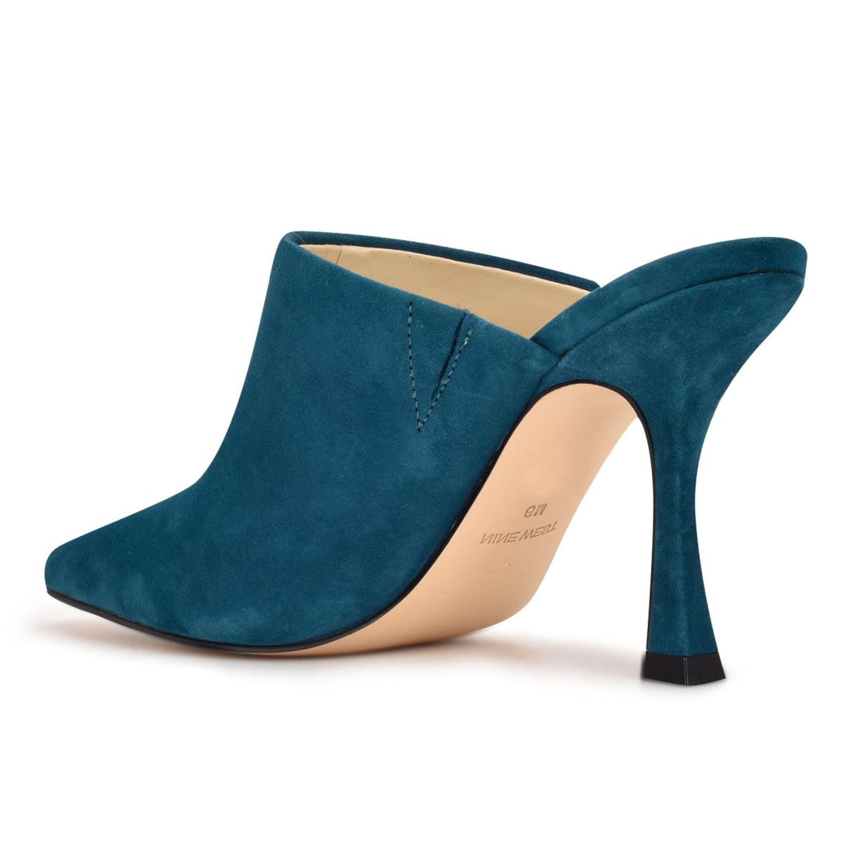 Turquoise Women's Nine West Ciao Heel Mules | BLEC35986