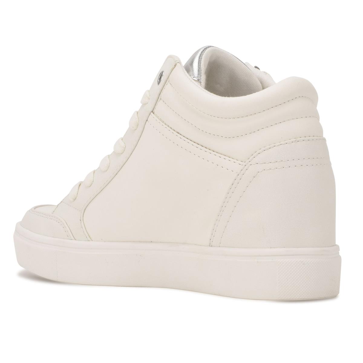 White / Silver Women's Nine West Tons High Top Hidden Wedge Sneakers Sneakers | URWE42307