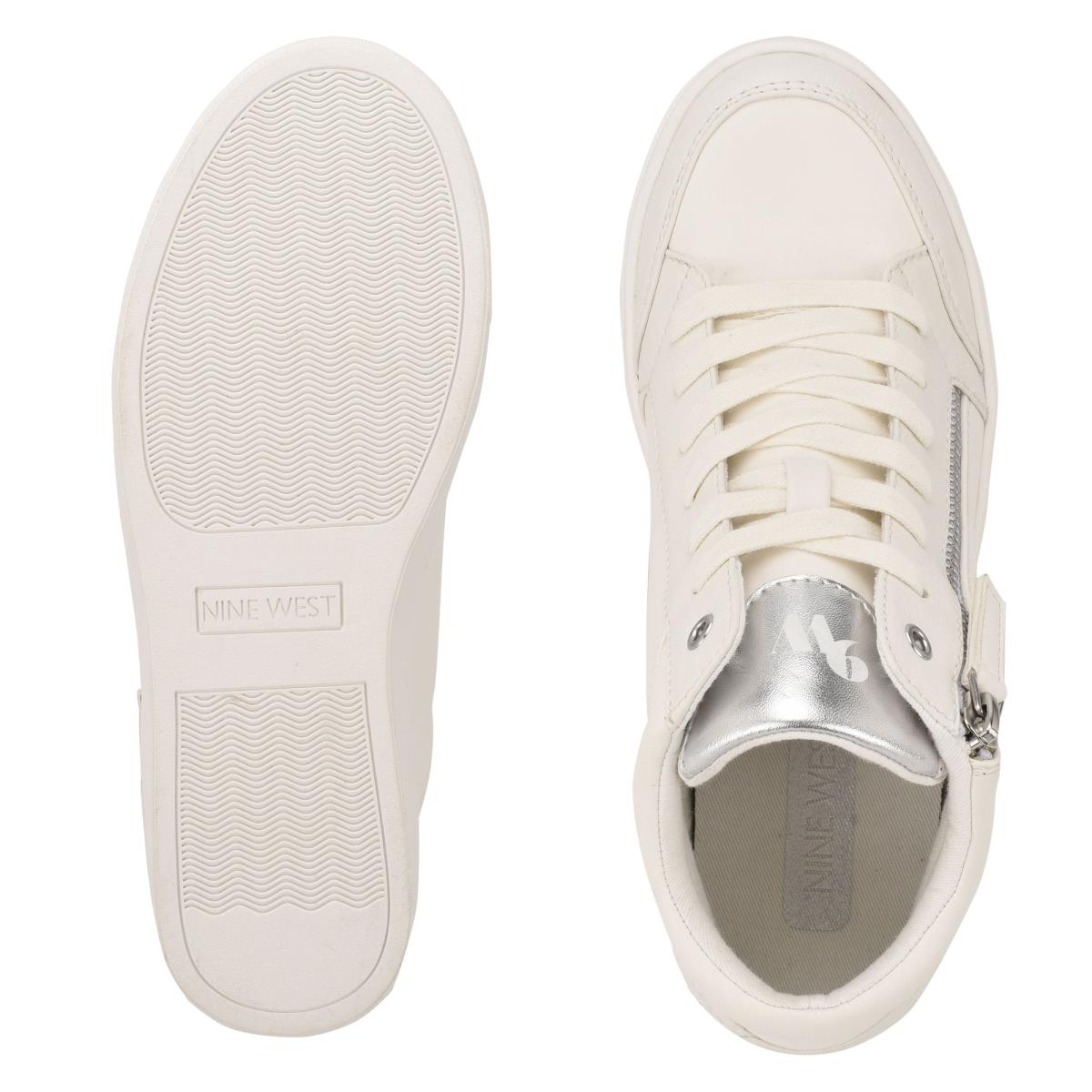 White / Silver Women's Nine West Tons High Top Hidden Wedge Sneakers Sneakers | URWE42307