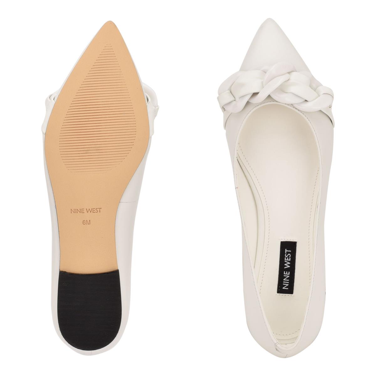 White Women's Nine West Buyme Pointy Toe Ballet Flats | TANO98754