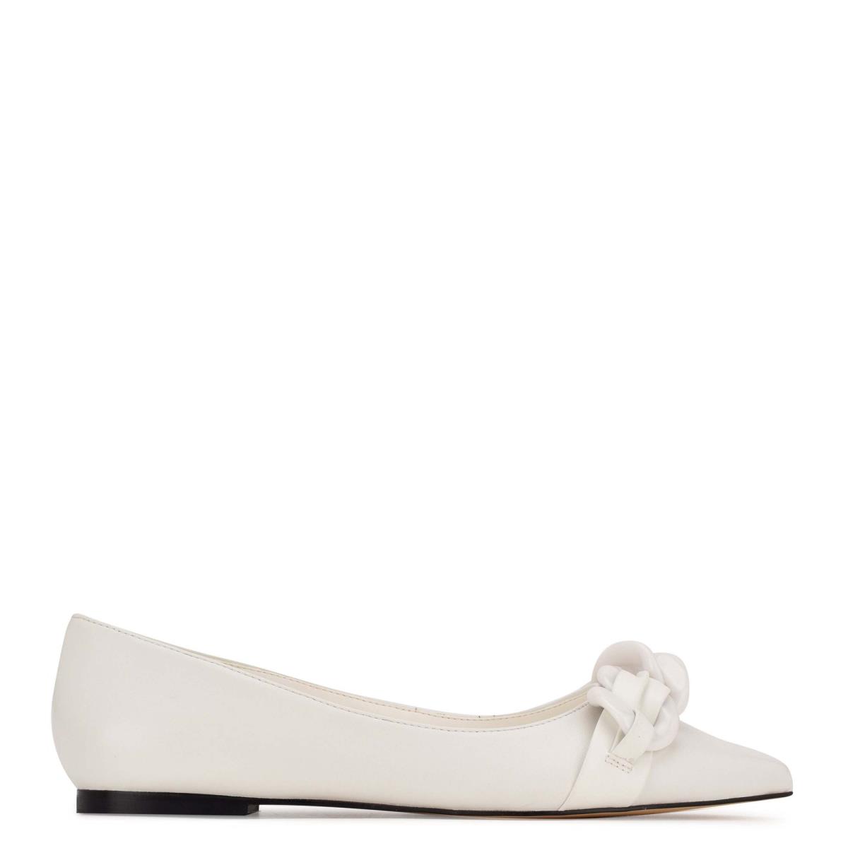 White Women\'s Nine West Buyme Pointy Toe Ballet Flats | TANO98754