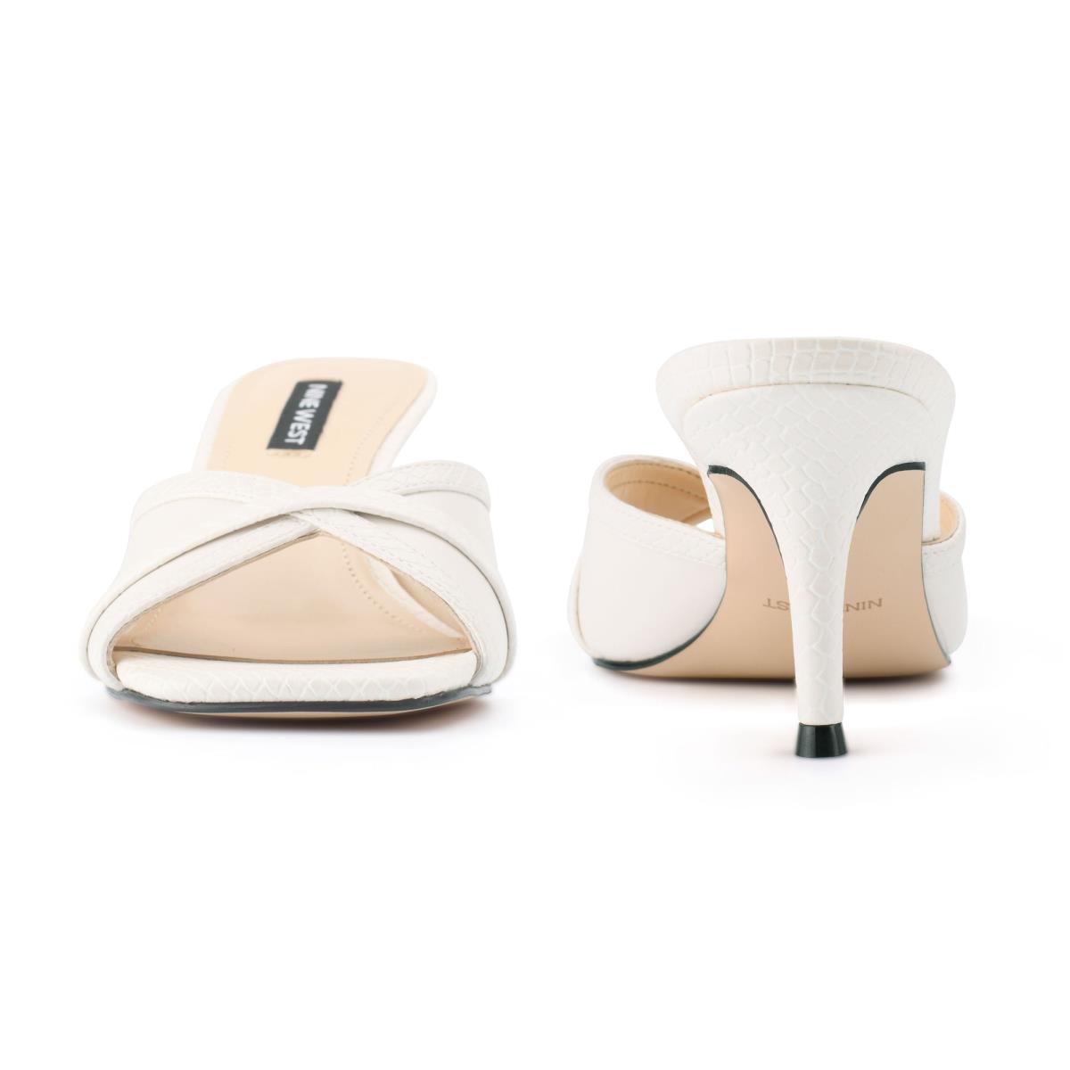 White Women's Nine West Dainty Heeled Slide Sandals | SUNI03246