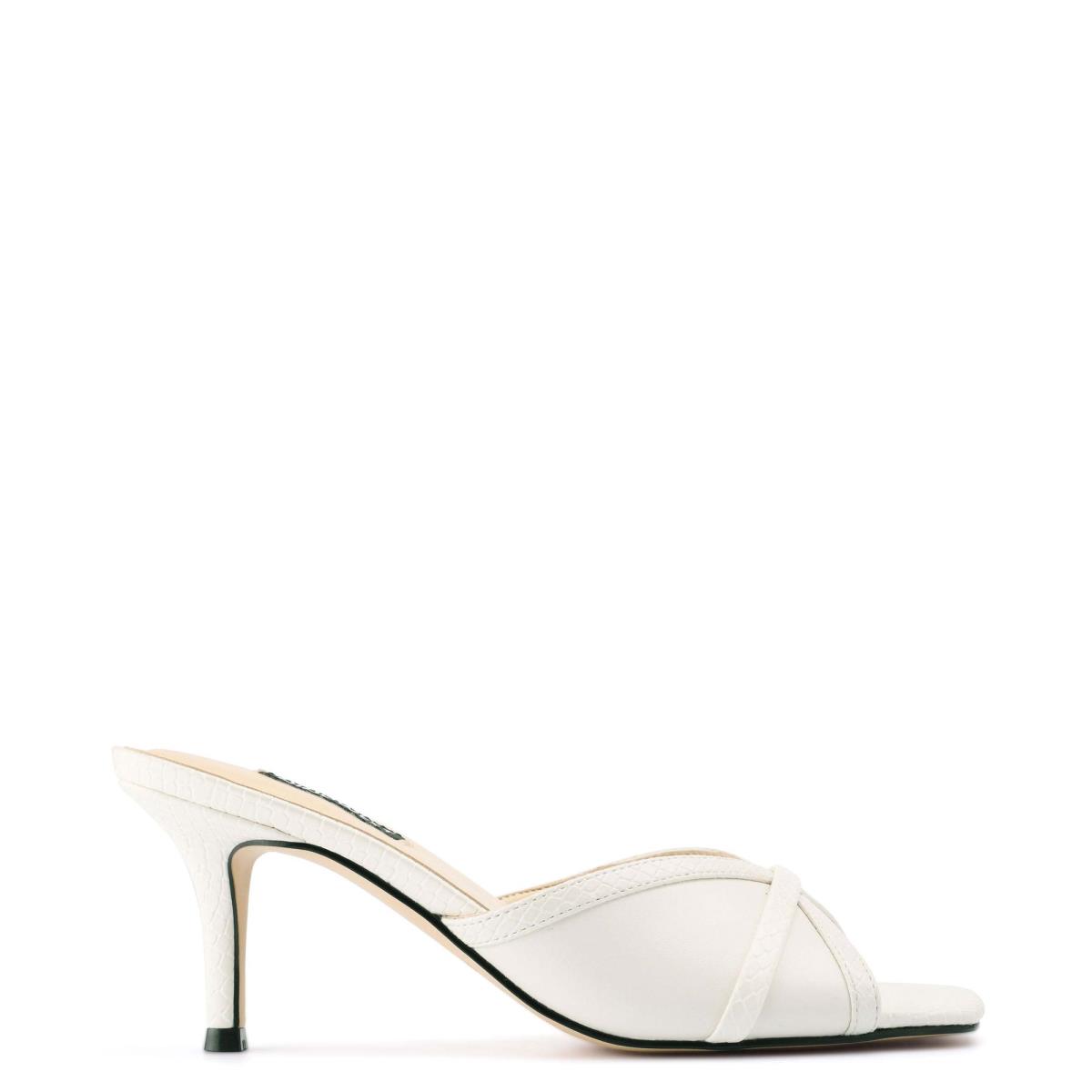 White Women\'s Nine West Dainty Heeled Slide Sandals | SUNI03246