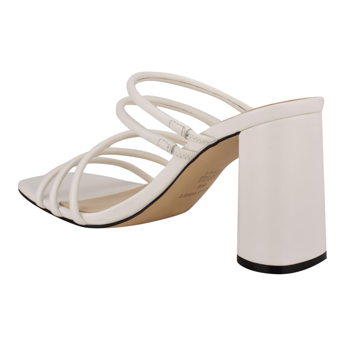 White Women's Nine West Girlie Block Heel Slide Sandals | BUQL56914