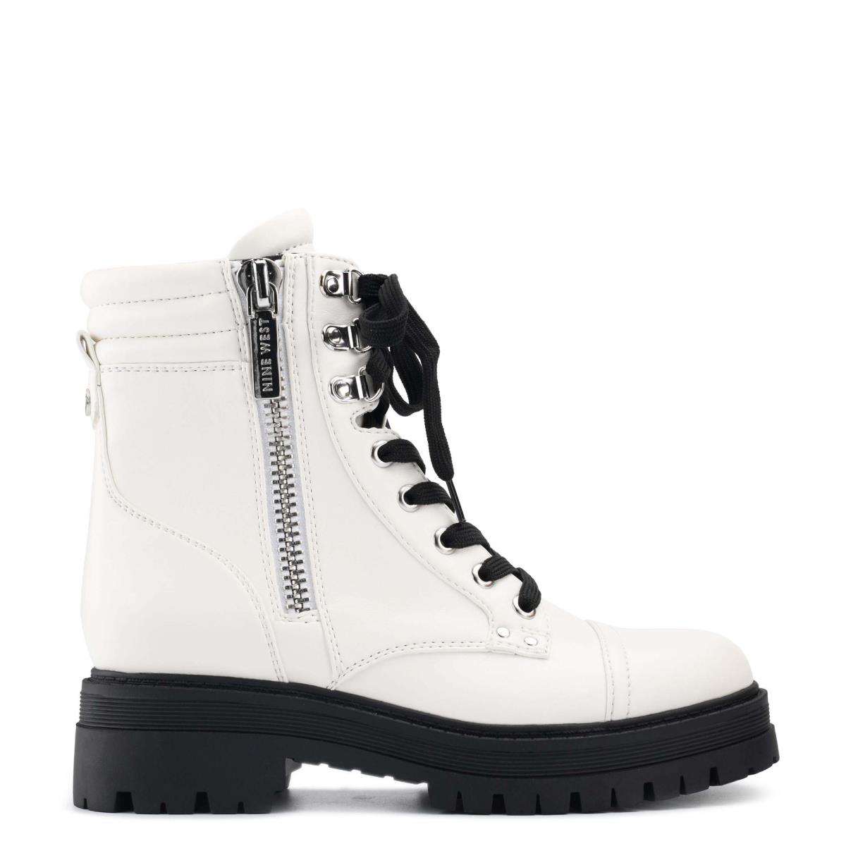 White Women\'s Nine West Prinze Lug Sole Boots | YZCJ37140