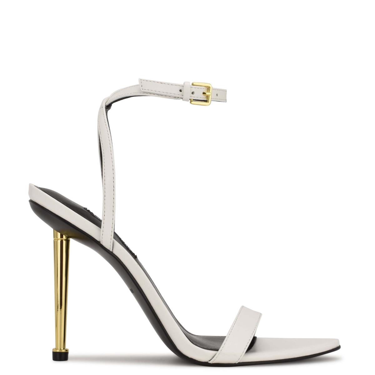 White Women\'s Nine West Reina Ankle Strap Sandals | OUKN27519