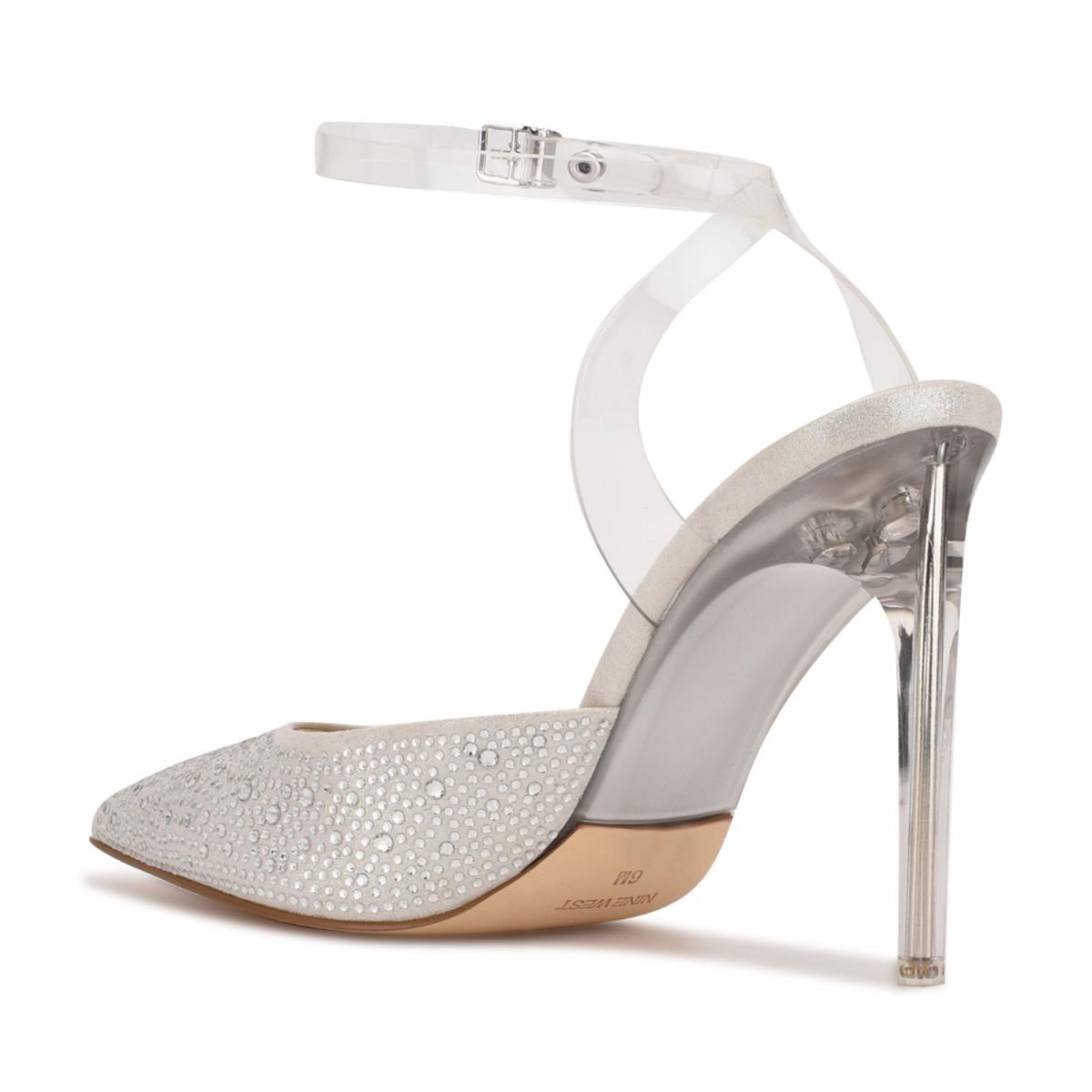 White Women's Nine West Sparkel Ankle Strap Pumps | NSGC34879