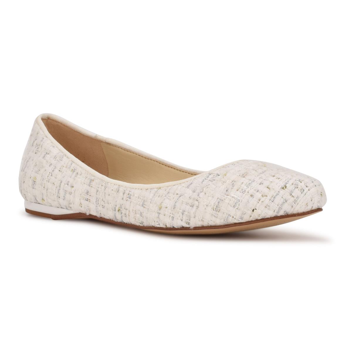 White Women's Nine West Speakup Almond Toe Ballet Flats | OEQS27640