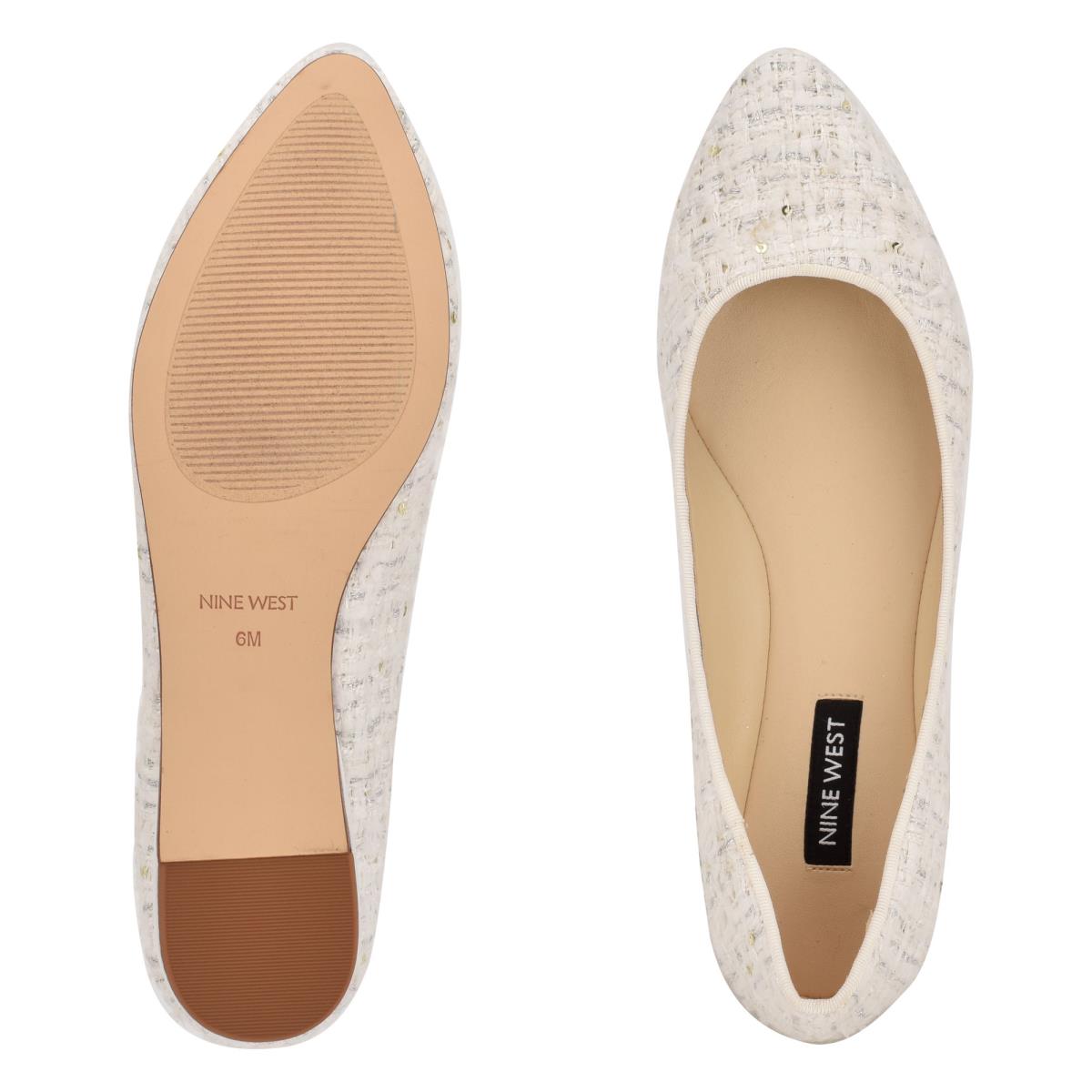 White Women's Nine West Speakup Almond Toe Ballet Flats | OEQS27640