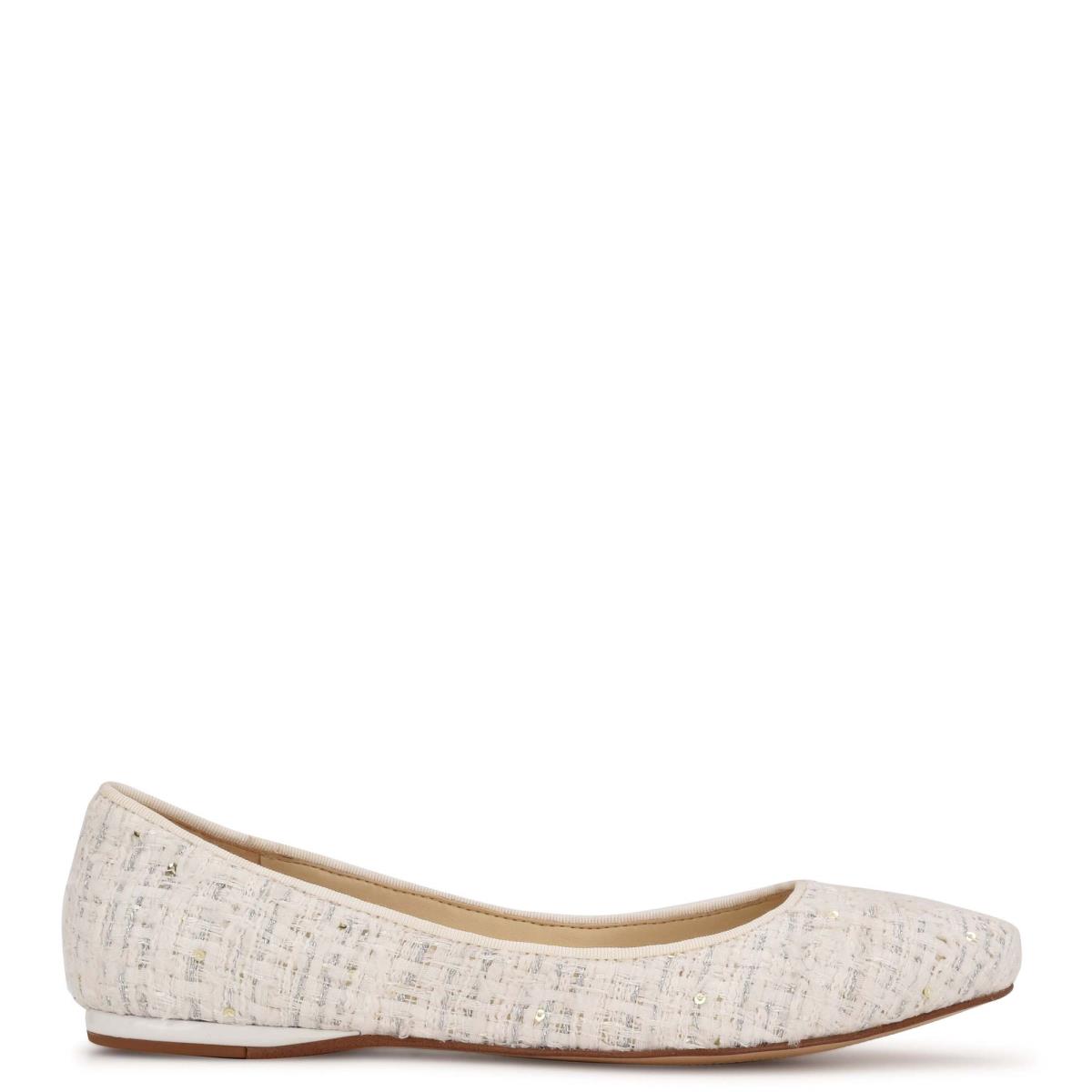 White Women\'s Nine West Speakup Almond Toe Ballet Flats | OEQS27640