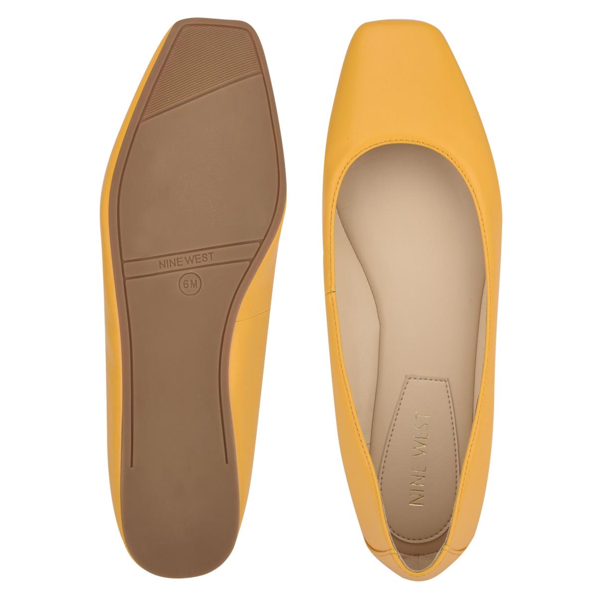 Yellow Women's Nine West Alena Square-Toe Ballet Flats | ZSRP17894