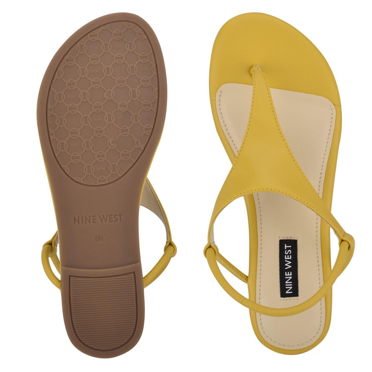 Yellow Women's Nine West Braydin Stretch Flat Sandals | HJPZ96017