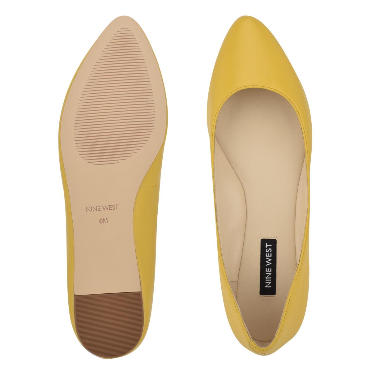 Yellow Women's Nine West Speakup Almond Toe Ballet Flats | RTVY64512