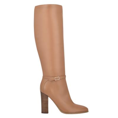 Beige Women's Nine West Kimy Heeled Boots | BZUR78246