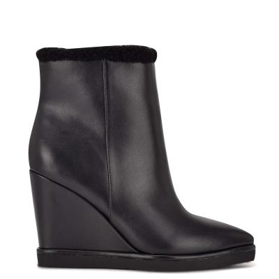 Black Women's Nine West Apres Wedge Booties | JOGN65931