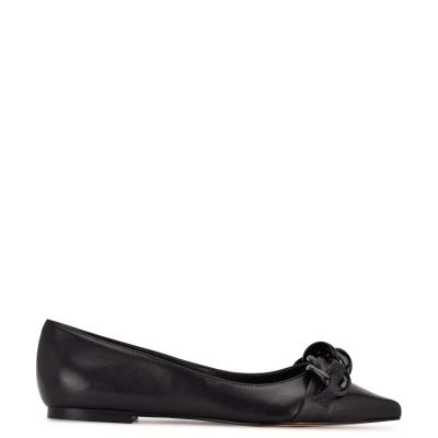 Black Women's Nine West Buyme Pointy Toe Ballet Flats | MRKH82934