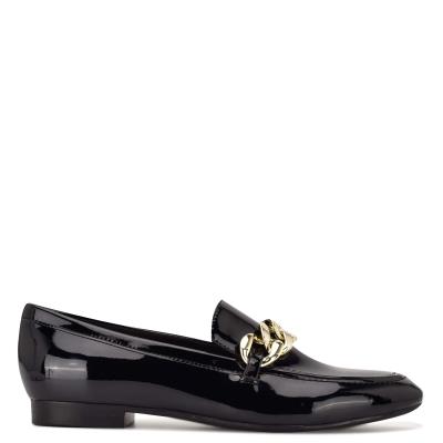 Black Women's Nine West Chain Slip-On Loafers | FJHY96024