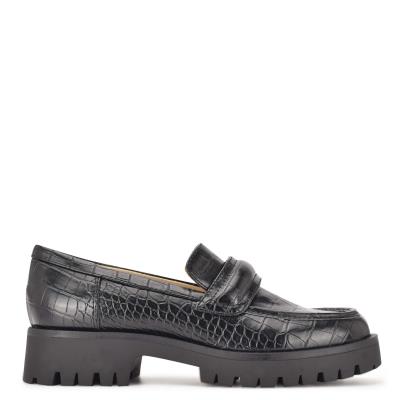 Black Women's Nine West Garren Lug Sole Loafers | ZAXP30528