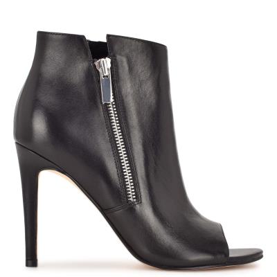 Black Women's Nine West Izip Peep toe Booties | JIPK98512