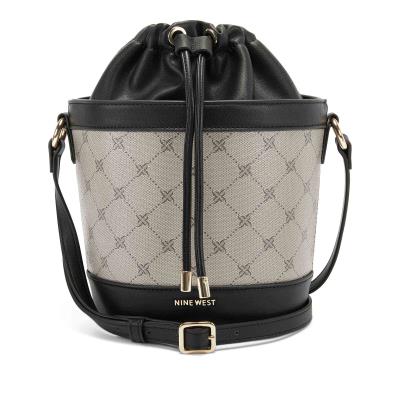 Black Women's Nine West Laylin Drawstring Bucket Crossbody Bags | CSEW03957